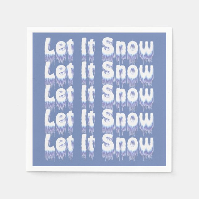 Paper Napkins Let It Snow Blue White Party Supply (Front)