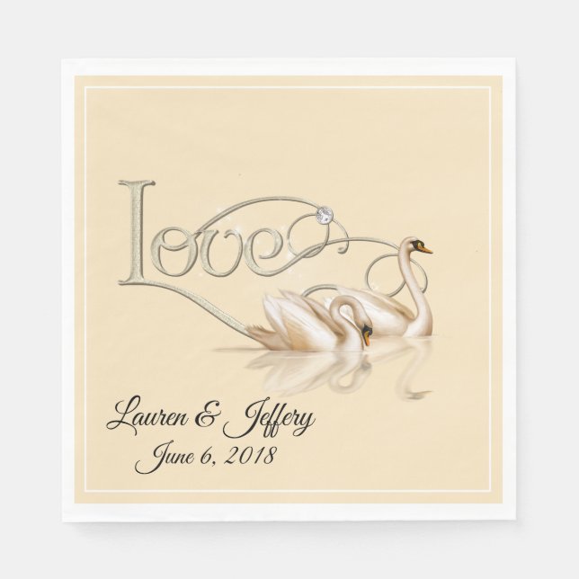 Paper Napkins-Love Swans Napkin (Front)