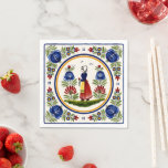 Paper Napkins Luncheon Quimper<br><div class="desc">This design features a charming traditional folk art illustration inspired by classic Breton and French country motifs. At the centre, a man and woman in traditional regional attire face each other in a pastoral scene, symbolizing heritage, simplicity, and rural life. The illustration is framed by a decorative floral border with...</div>