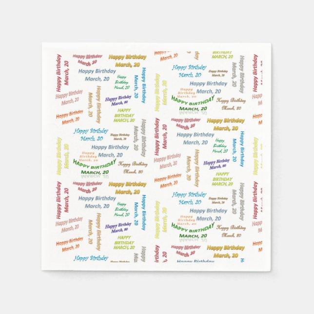 Paper Napkins March, 20 Birthday (Front)