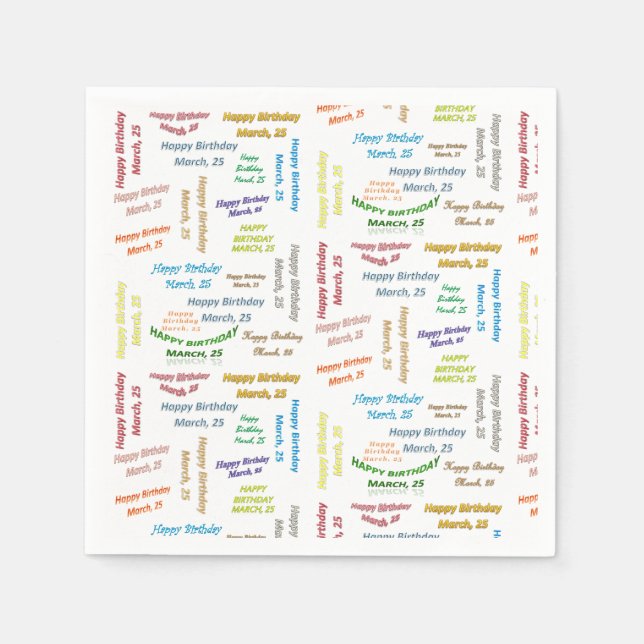 Paper Napkins March, 25 Birthday (Front)