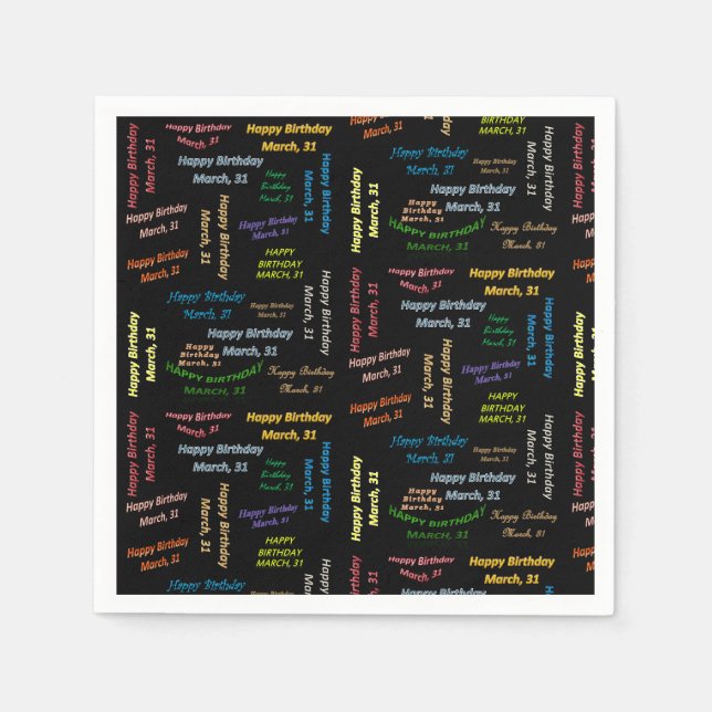 Paper Napkins March, 31 Birthday (Front)