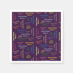 Paper Napkins March, 3 Birthday