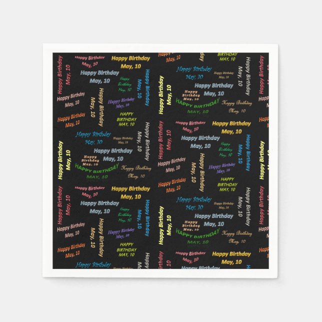 Paper Napkins May, 10 Birthday (Front)