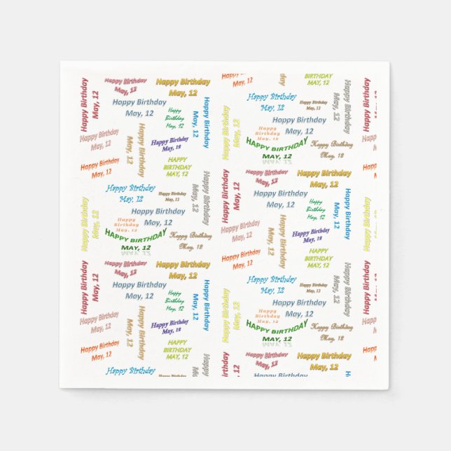 Paper Napkins May, 12 Birthday (Front)