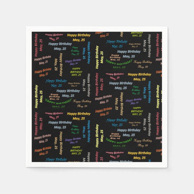 Paper Napkins May, 25 Birthday (Front)