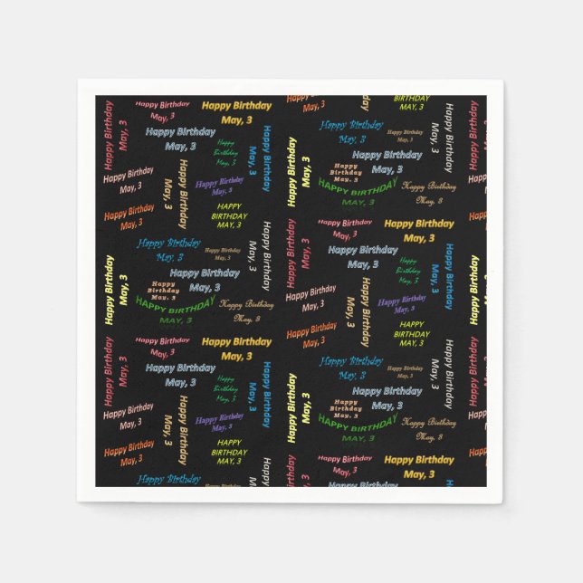 Paper Napkins May, 3 Birthday (Front)