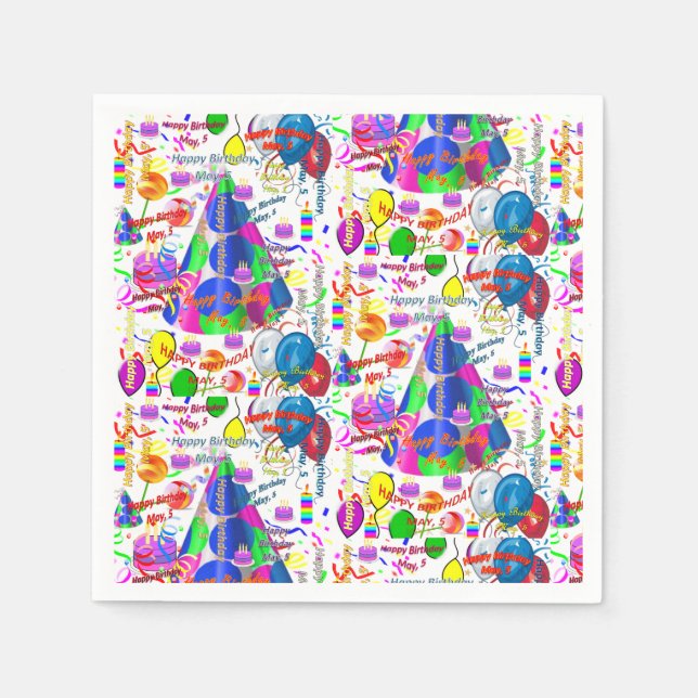 Paper Napkins May, 5 Birthday (Front)