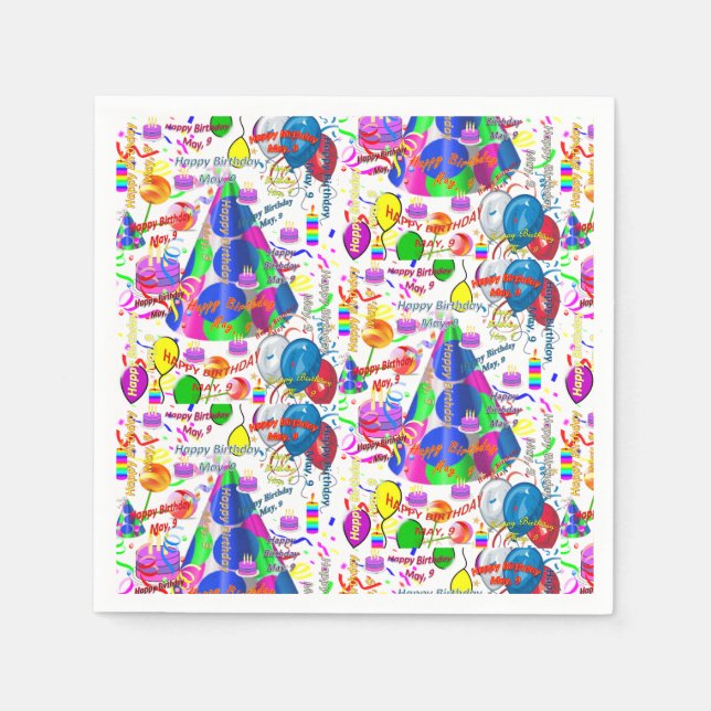 Paper Napkins May, 9 Birthday (Front)
