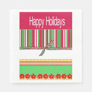 Paper Napkins, Merry Christmas Happy Holidays  Napkin