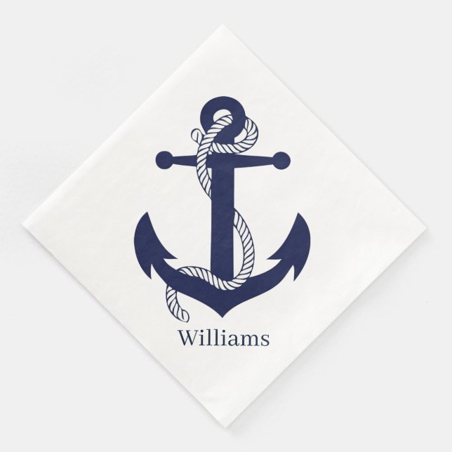 Paper Napkins - Nautical Theme Anchor and Rope (Corner)