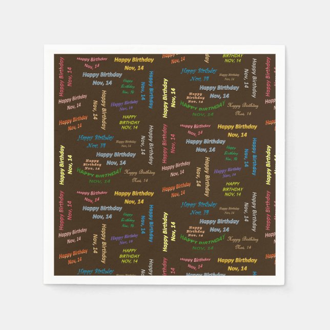 Paper Napkins November, 14 Birthday (Front)