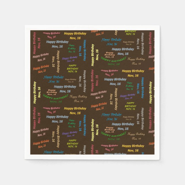 Paper Napkins November, 16 Birthday (Front)