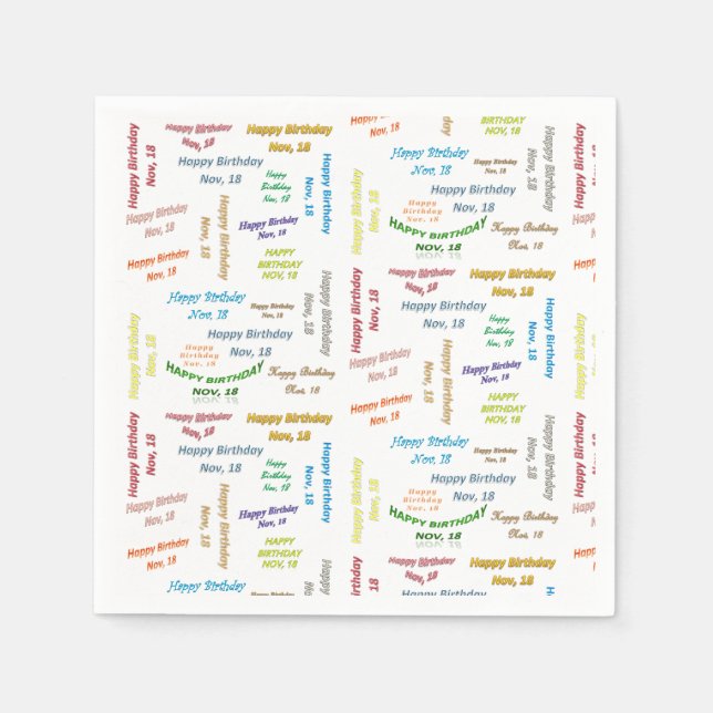 Paper Napkins November, 18 Birthday (Front)