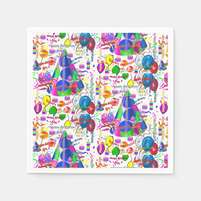 Paper Napkins November, 4 Birthday (Front)