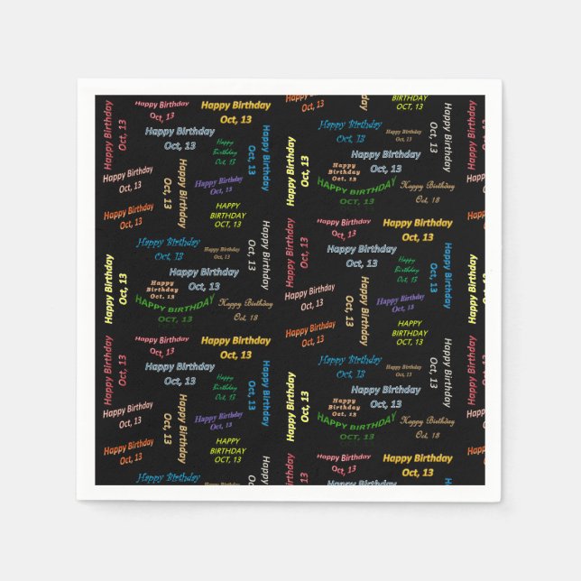 Paper Napkins October, 13 Birthday (Front)