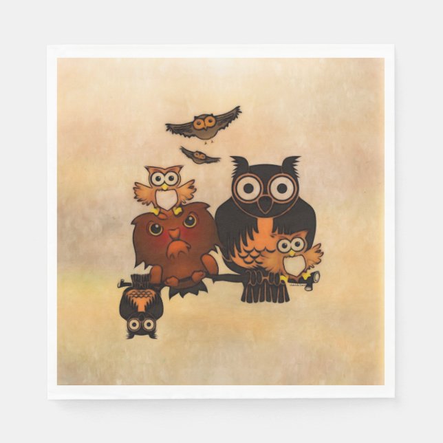 Paper Napkins  Owl Family (Front)
