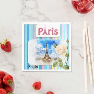 Paper Napkins, Paris France Stripe Napkin