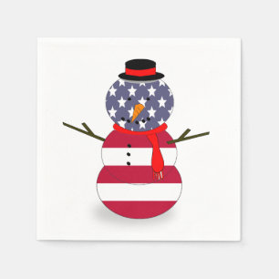 Paper Napkins Patriotic Snowman Funny blue red