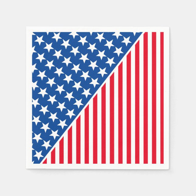 Paper Napkins-Patriotic Stars & Stripes Napkins (Front)