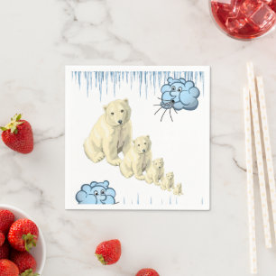 Paper Napkins, Polar Bear Clouds Ice Napkin