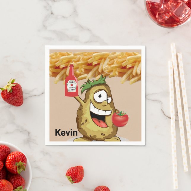 Paper Napkins, Potato, French Fries, Tomato Napkin (Insitu)