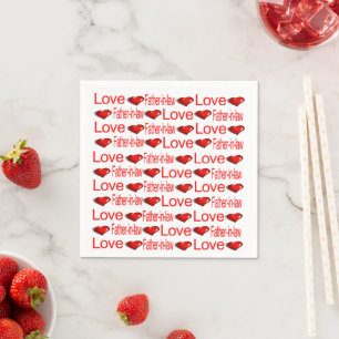 Paper Napkins, Red Hearts Love Father in Law  Napkin