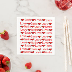 Paper Napkins, Red Hearts Love Grandma Napkin