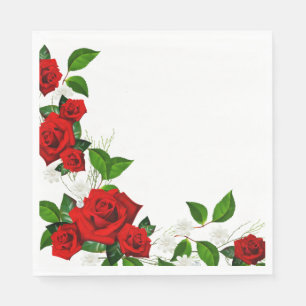 Paper Napkins-Red Roses Napkin