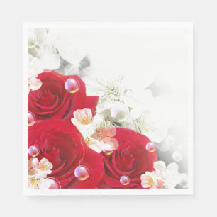 Paper Napkins-Red Roses Napkin