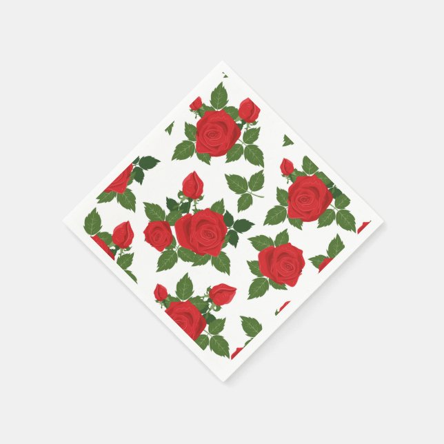 Paper Napkins-Red Roses Napkin (Corner)