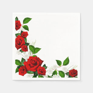 Paper Napkins-Red Roses Napkins