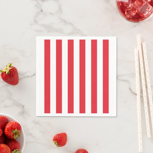 Paper Napkins, Red & White Stripe Napkin (Insitu)