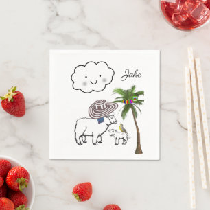 Paper Napkins, Sheep Palm Tree Clouds Napkin