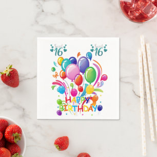Paper Napkins, Sweet 16  Happy Birthday Napkin