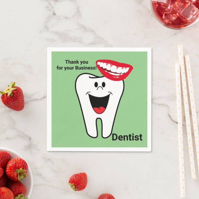 Paper Napkins, Tooth Smile Green Napkin (Insitu)