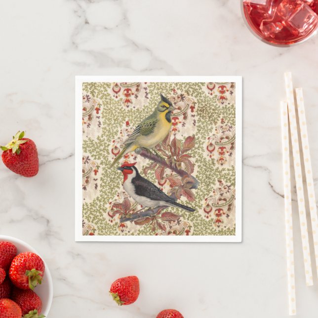 Paper Napkins, Vintage Birds Napkin (Insitu)