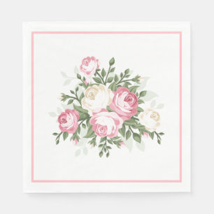 Paper Napkins-Vintage Pink Rose Napkin