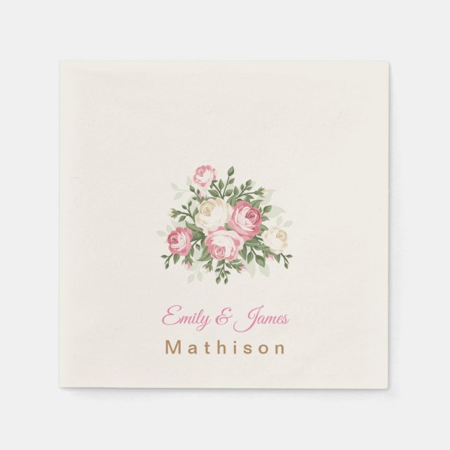 Paper Napkins-Vintage Roses Napkin (Front)