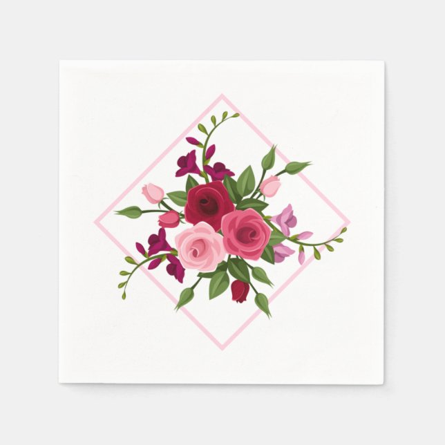 Paper Napkins-Vintage Roses Napkin (Front)