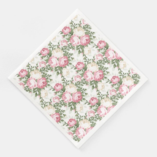 Paper Napkins-Vintage Roses Napkin (Corner)