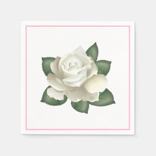 Paper Napkins-Vintage White Rose Napkin