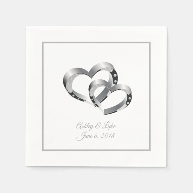Paper Napkins-Wedding Two Hearts Napkin (Front)