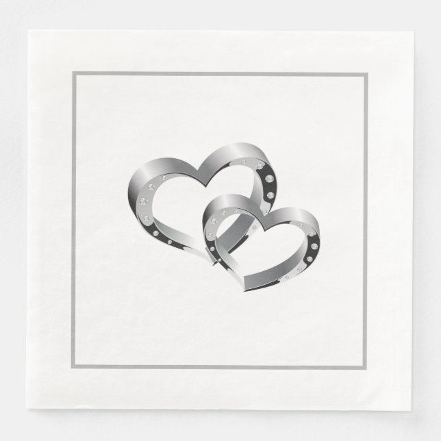 Paper Napkins-Wedding Two Hearts Napkin (Front)