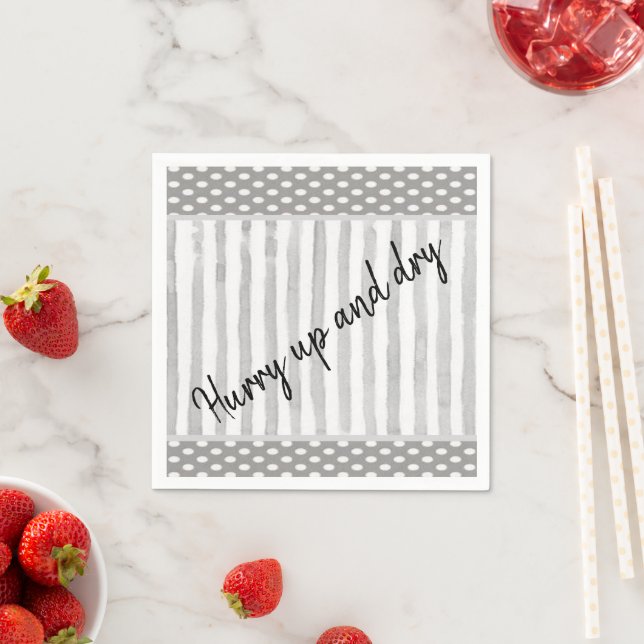 Paper Napkins, White Grey Stripe Napkin (Insitu)