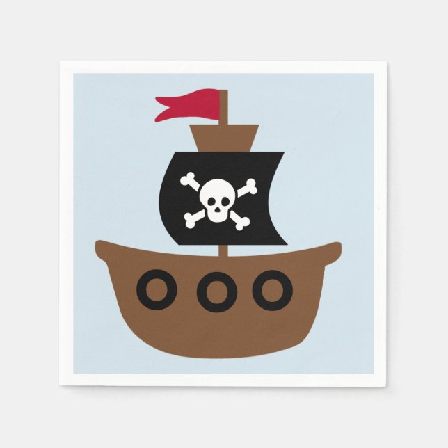 Paper Napkins with a Pirate Ship (Front)