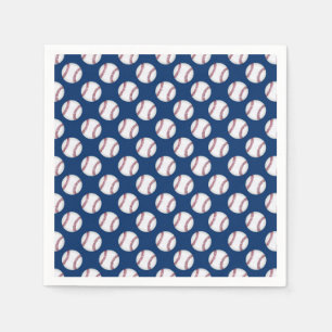 Paper Napkins with baseballs on a blue background
