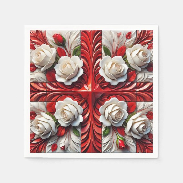 Paper napkins with English Roses Design (Front)