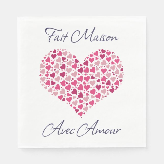 Paper napkins with pink hearts pattern (Front)