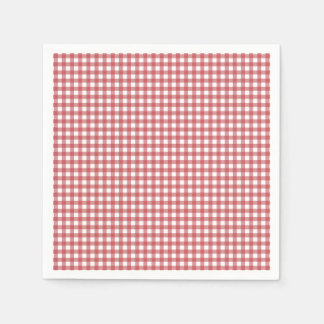 Paper napkins with red and white Gingham checks